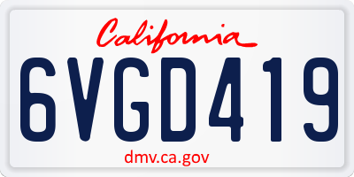 CA license plate 6VGD419