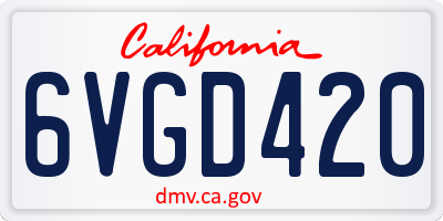 CA license plate 6VGD420