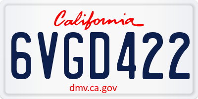 CA license plate 6VGD422