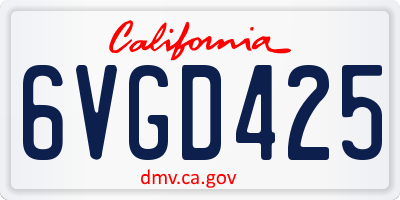 CA license plate 6VGD425
