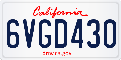 CA license plate 6VGD430