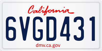 CA license plate 6VGD431