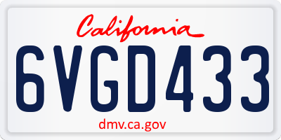 CA license plate 6VGD433