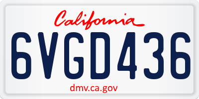 CA license plate 6VGD436