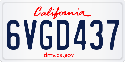 CA license plate 6VGD437