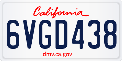 CA license plate 6VGD438
