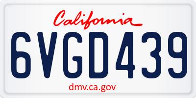 CA license plate 6VGD439