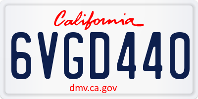 CA license plate 6VGD440