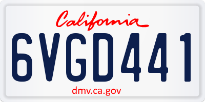 CA license plate 6VGD441