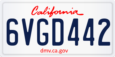 CA license plate 6VGD442