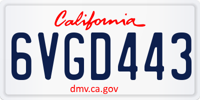 CA license plate 6VGD443