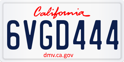 CA license plate 6VGD444