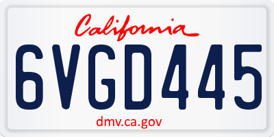 CA license plate 6VGD445