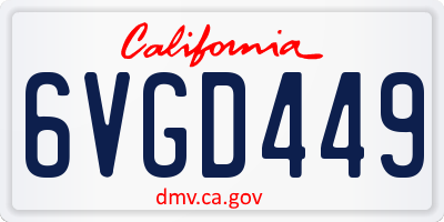 CA license plate 6VGD449
