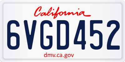 CA license plate 6VGD452