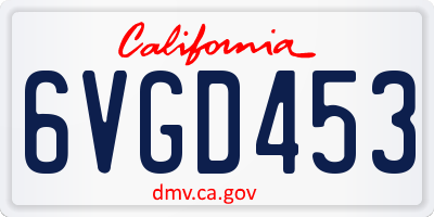 CA license plate 6VGD453