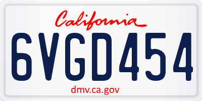 CA license plate 6VGD454