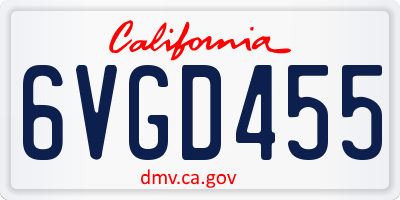 CA license plate 6VGD455