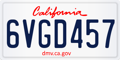 CA license plate 6VGD457
