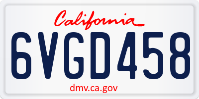 CA license plate 6VGD458