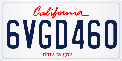 CA license plate 6VGD460