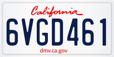 CA license plate 6VGD461