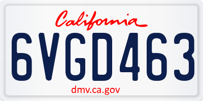 CA license plate 6VGD463