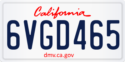 CA license plate 6VGD465