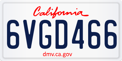 CA license plate 6VGD466