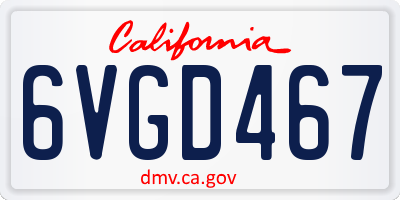 CA license plate 6VGD467