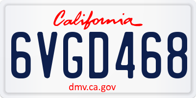 CA license plate 6VGD468