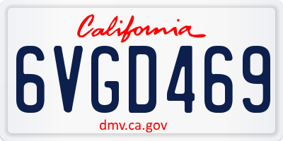 CA license plate 6VGD469