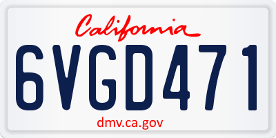 CA license plate 6VGD471