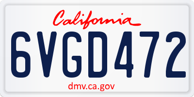 CA license plate 6VGD472