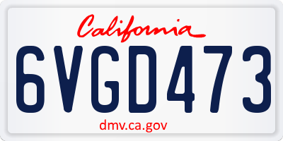CA license plate 6VGD473
