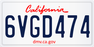 CA license plate 6VGD474