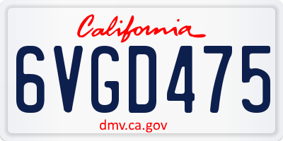 CA license plate 6VGD475