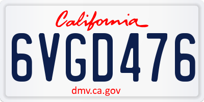 CA license plate 6VGD476