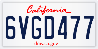 CA license plate 6VGD477