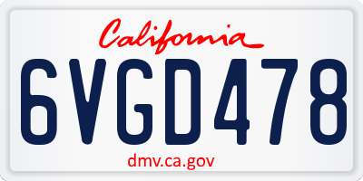 CA license plate 6VGD478