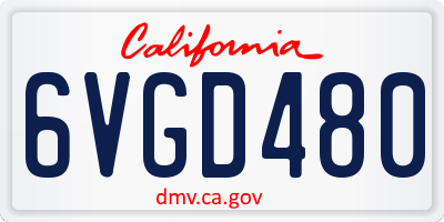 CA license plate 6VGD480