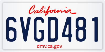 CA license plate 6VGD481