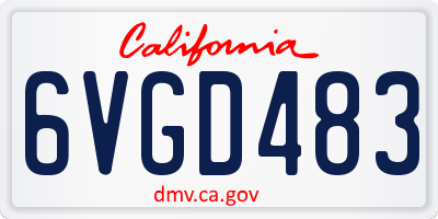 CA license plate 6VGD483