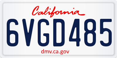CA license plate 6VGD485