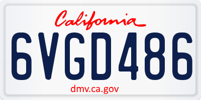 CA license plate 6VGD486