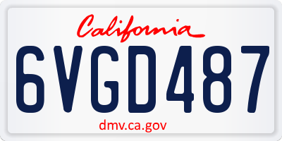 CA license plate 6VGD487