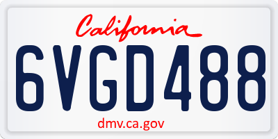 CA license plate 6VGD488