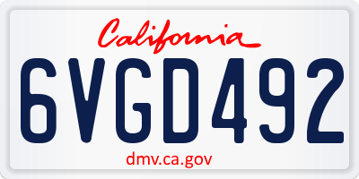 CA license plate 6VGD492