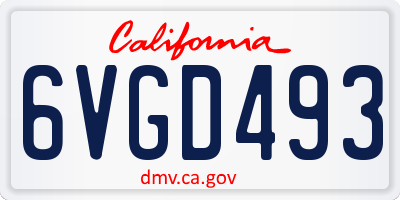 CA license plate 6VGD493
