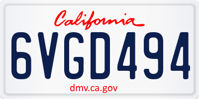CA license plate 6VGD494